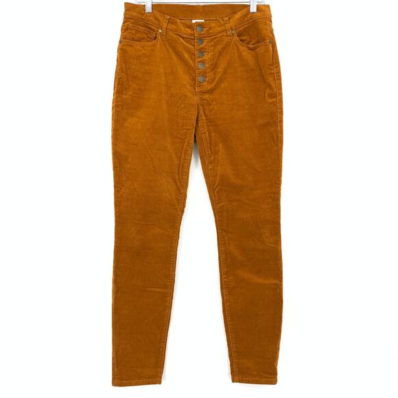 Cabi Button Fly Corduroy Pants Womens Size 8 Caramel Rust Skinny Leg - Picture 1 of 6